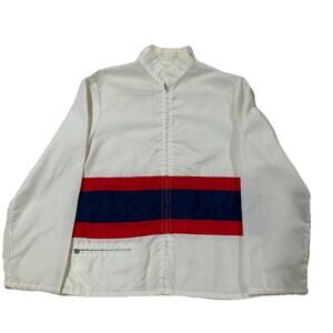 Vintage 60s 70s Windbreaker Full Zip Size Small Striped Red Blue White
